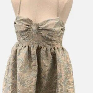 NWT jacquie the label metallic rose jacquard mini dress Size S